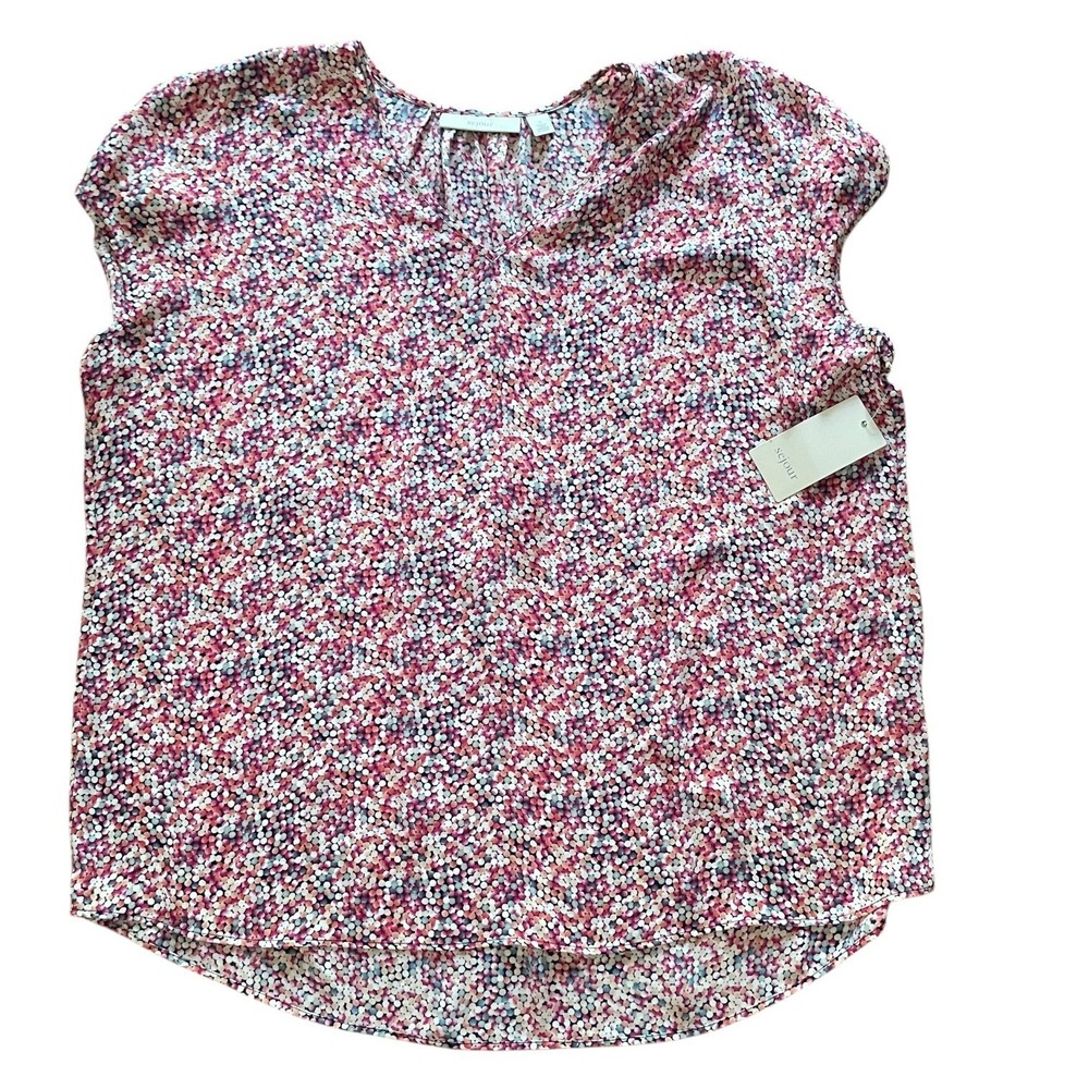 Sejour NWT Women's Polka Dot V-Neck Top Sleeveless Lightweight Pink Plus 1X